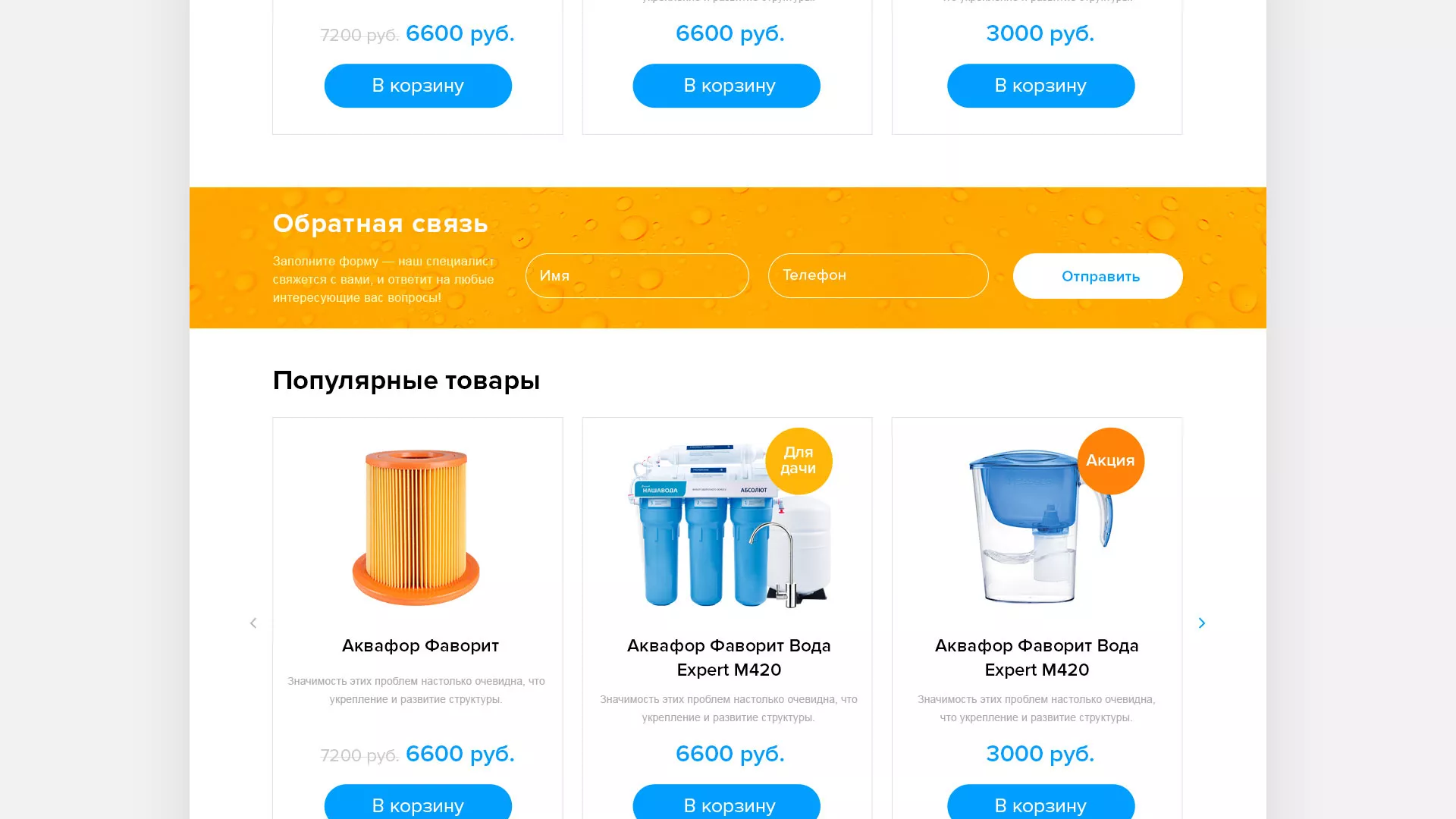Создание интернет-магазина «Водолей» по продаже фильтров очистных сооружений в Иркутске