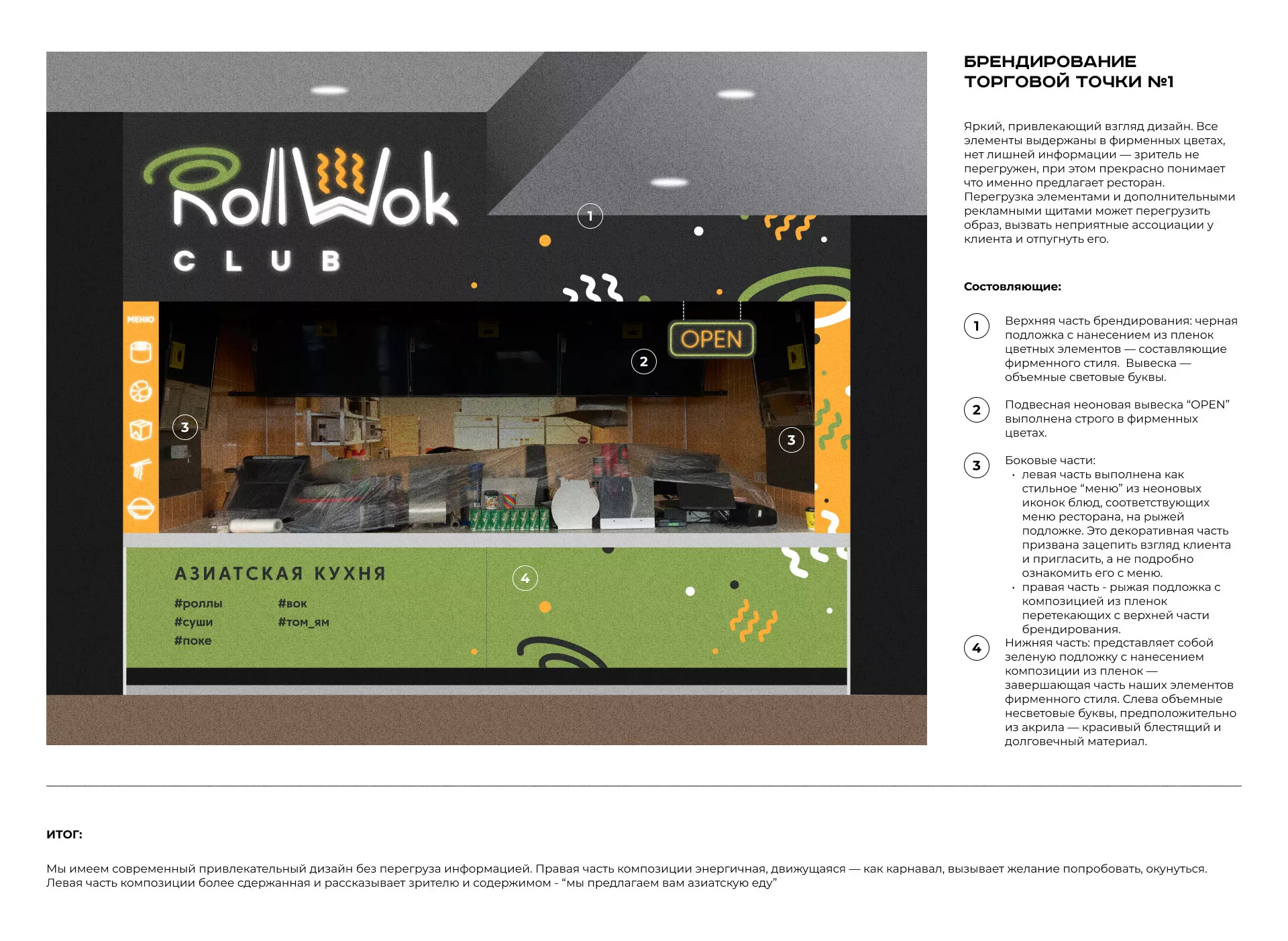 Брендирование торговых точек суши-бара «Roll Wok Club» в Иркутске