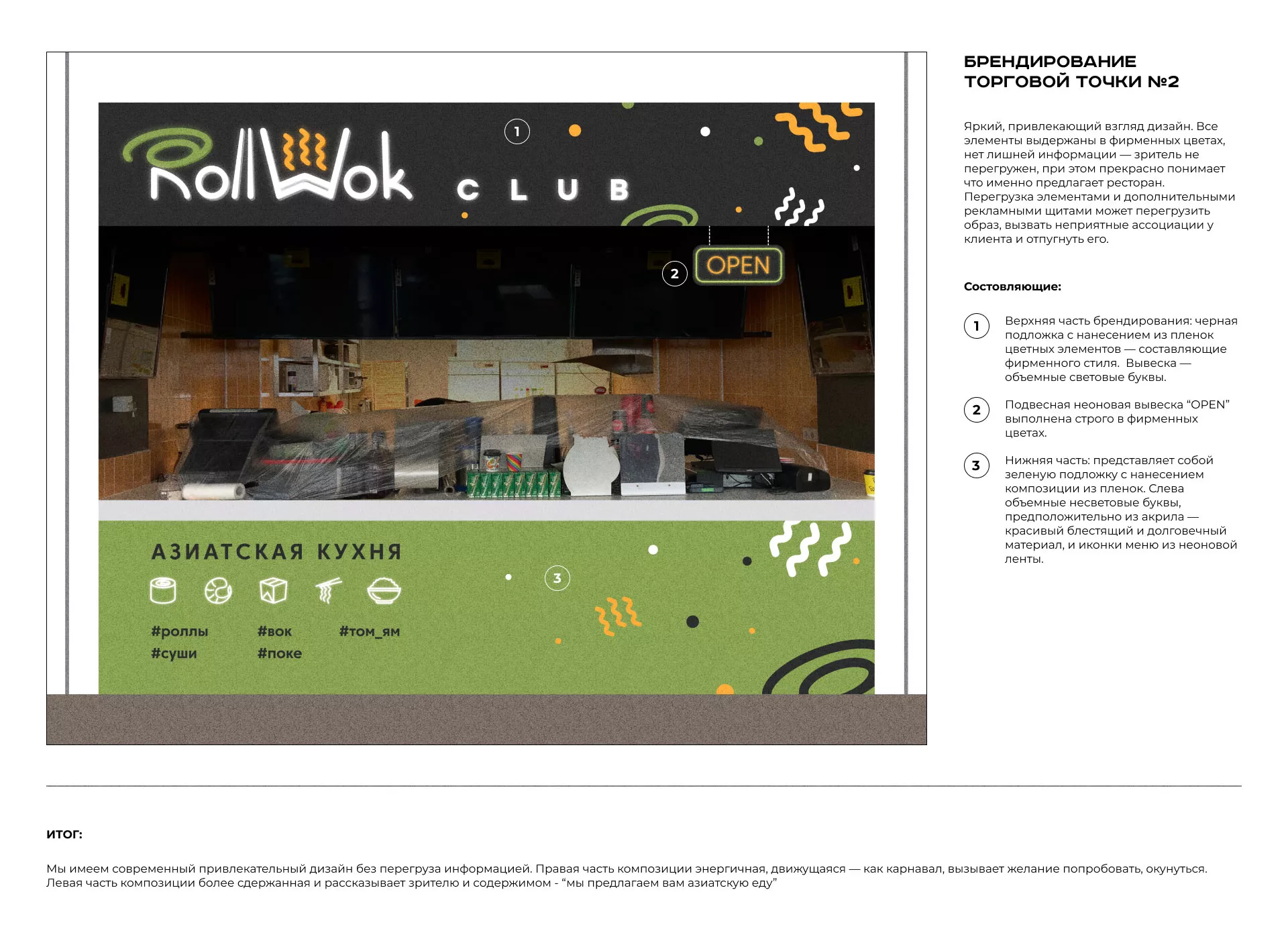 Брендирование торговых точек суши-бара «Roll Wok Club» в Иркутске